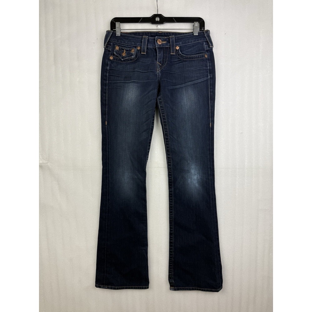 True Religion Becky Jeans Womens Size 28 Dark Wash Bootcut Flare Flap Pocket Y2K
